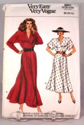 9801 EZ VOGUE SS-LS LONG PRINCESS WRAP  DRESS PATTERN 14-16